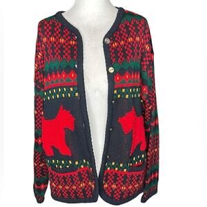 Vintage 1980s Scottie Dog Sweater Cardigan Ladies Size XL